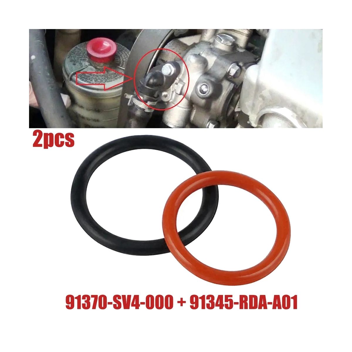 For Power Steering Pump Rubber Inlet & Outlet O-Ring Seals 2 Pcs KIT 91345--A0191370-SV4-000