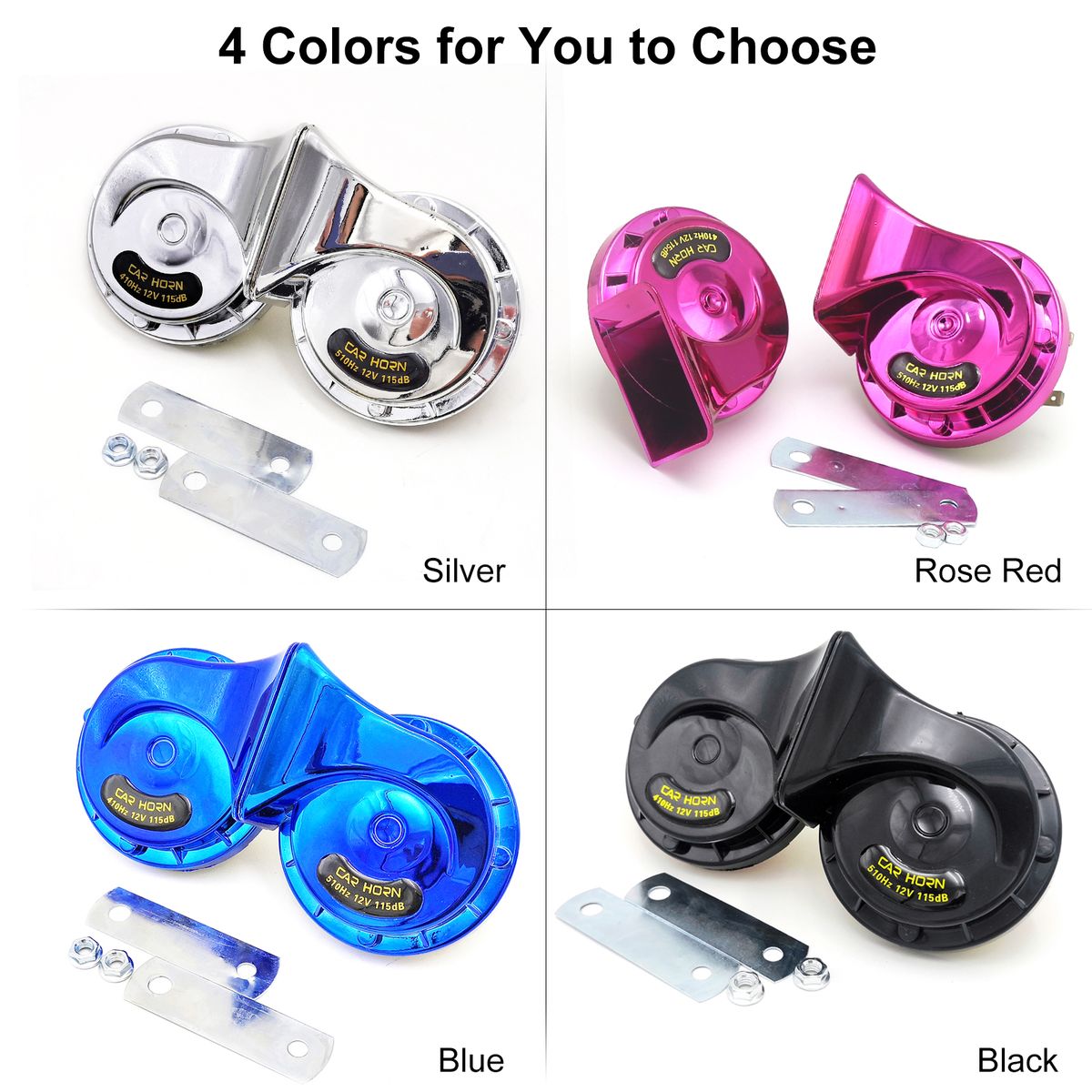 12V 2Pcs Loud Air Electric Snail Horn Dual Tone Snail Horn