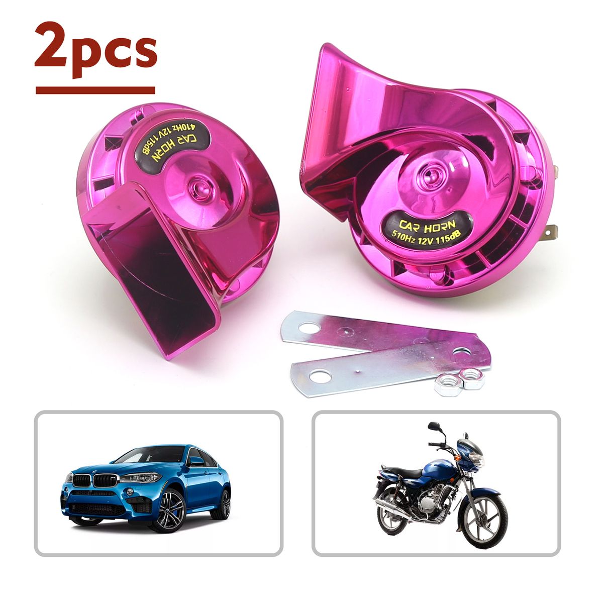 12V 2Pcs Loud Air Electric Snail Horn Dual Tone Snail Horn