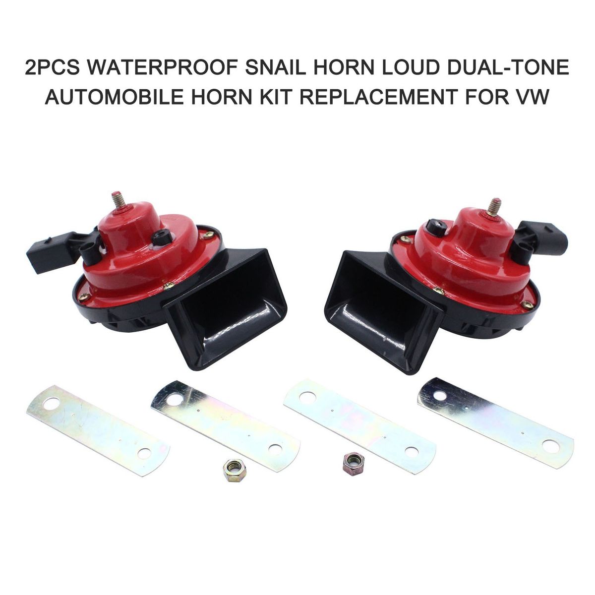 2PCS Waterproof Snail Horn Loud Dual-Tone Automobile Horn
