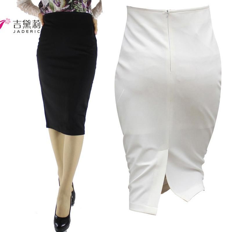 Spring/Summer Mid length Knee Length One Step Skirt with Split Back Wrap Hip Skirt for Large Women