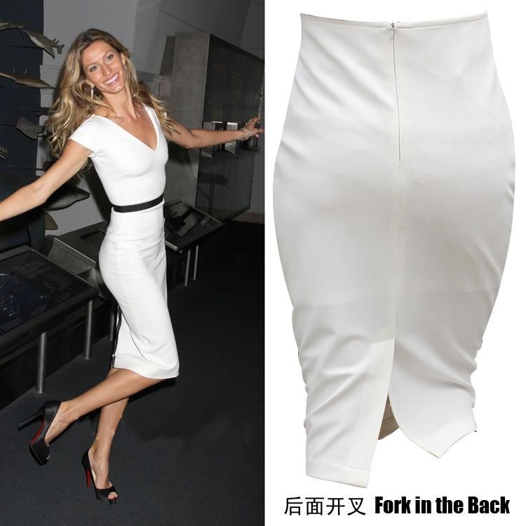 Spring/Summer Mid length Knee Length One Step Skirt with Split Back Wrap Hip Skirt for Large Women