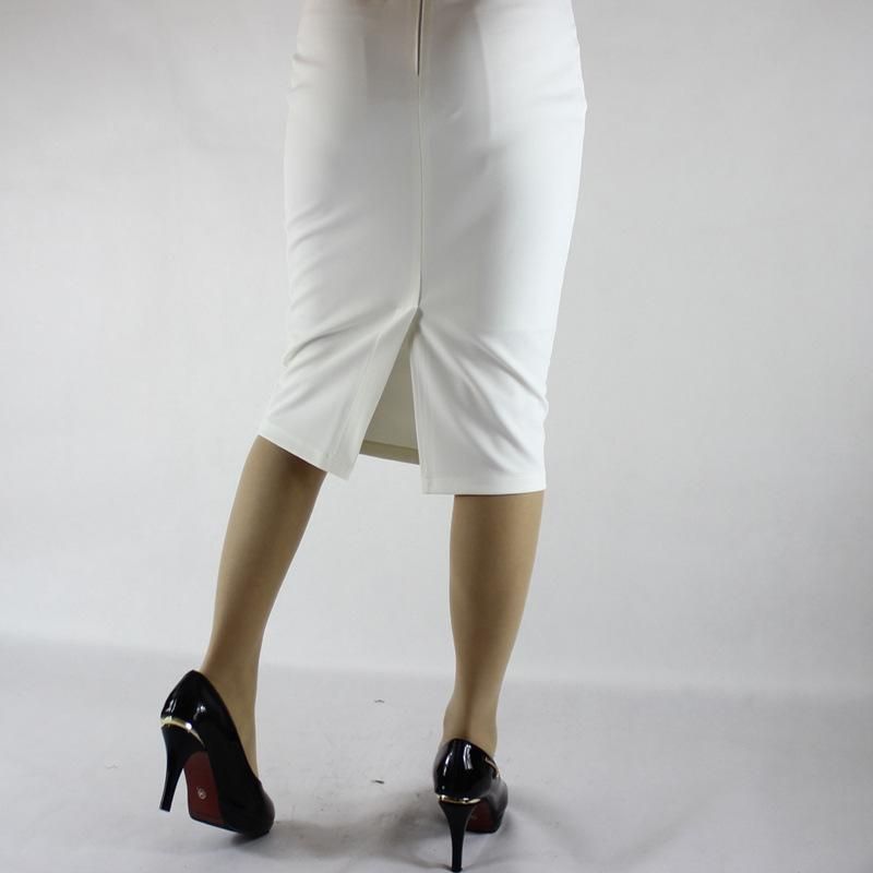 Spring/Summer Mid length Knee Length One Step Skirt with Split Back Wrap Hip Skirt for Large Women