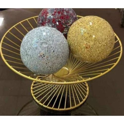 Center Table Decorative Gold  Bowl With  Shining Balls