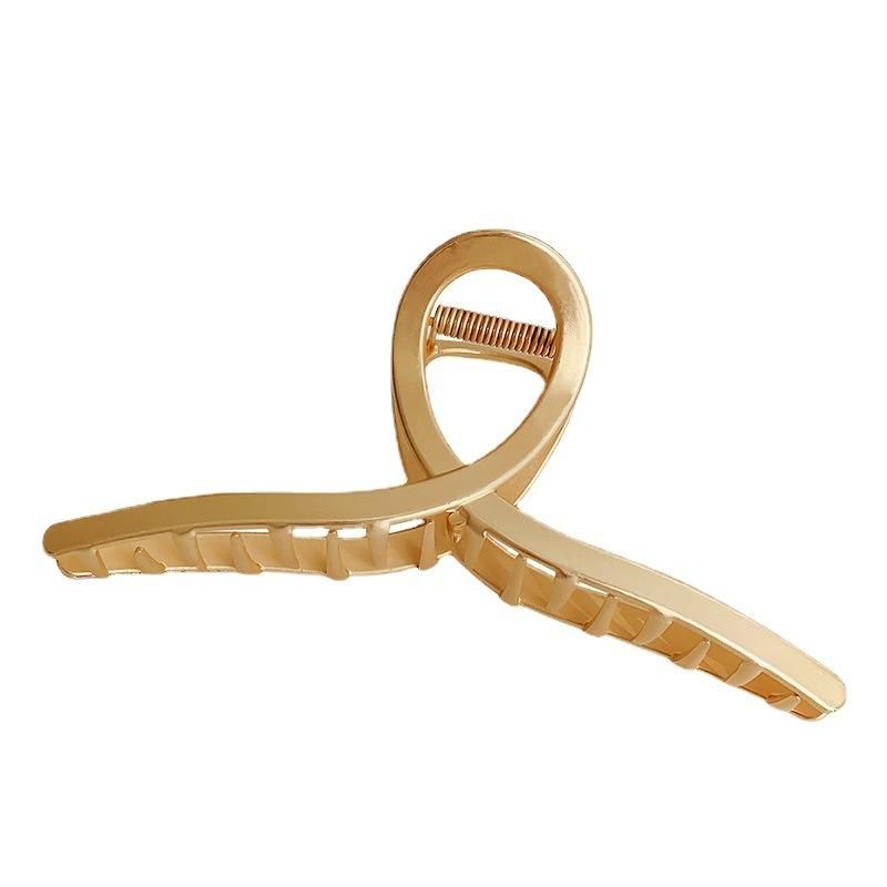 Women's one-word clip gold foreign style retro geometric pearl clip Korean style gentle wind clip Golden large rectangle