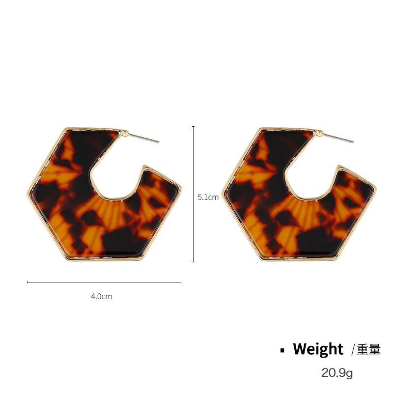 New Original Retro Irregular Alloy Hollow Acrylic Earrings Female European and American Plate Earrings