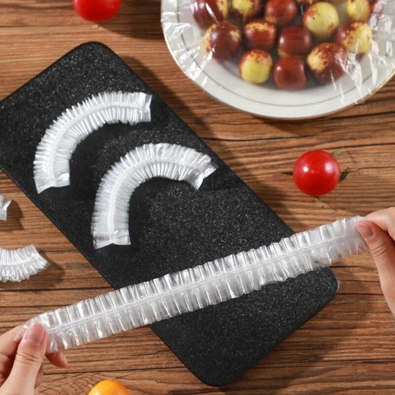 100pcs Disposable Fresh Cover Kithchen Refrigerator Food Anti-string Flavor Cling Film Cover Fruit Food Food Dust Meal Cover Bag