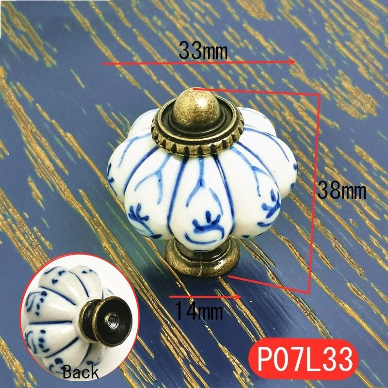 Dia. 33mm Antique Pumpkin Cabinet Knobs European Furniture Handles Ceramic Door Knob Drawer Cupboard Kitchen Pull