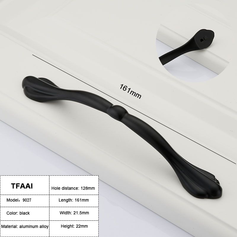 (9027-128)Black Handles For Cabinets And Drawers European Aluminum Cupboard Door Pulls Hardware Long Furniture Knobs For Kitchen Closet