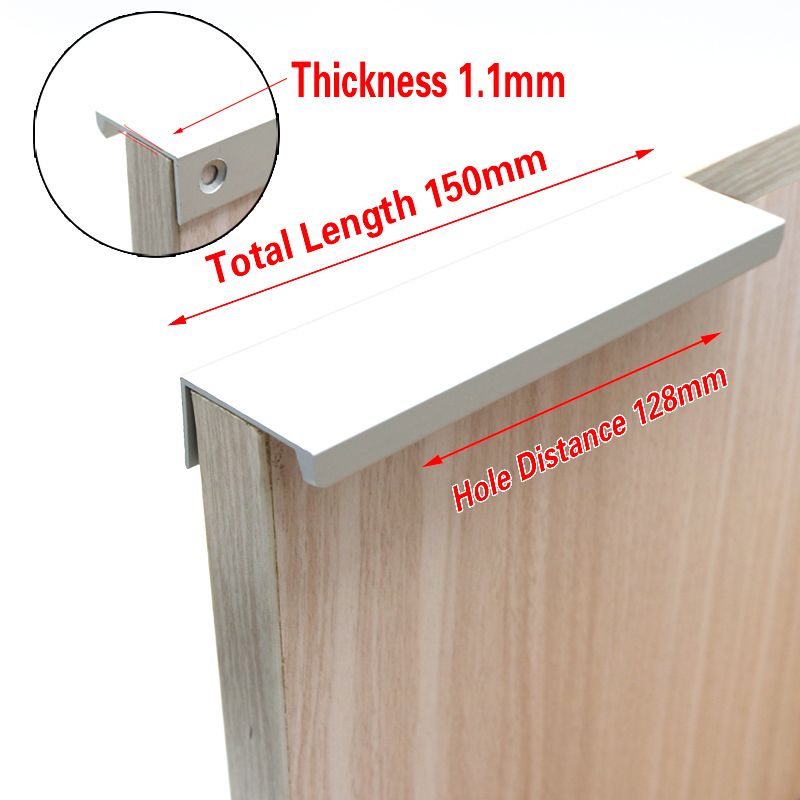 (silver 150mm)Black Silver Orange Gold Hidden Cabinet Handles Stainless Steel  Kitchen Cupboard Pulls Drawer Knobs  Furniture Handle