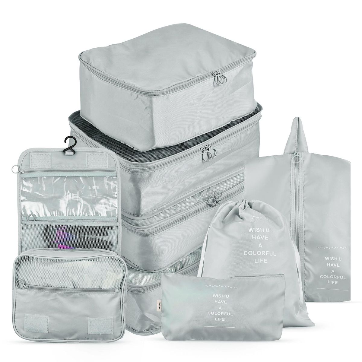 Storage Bags 8PCS Set Travel Organizer Suitcase Packing Set Storage Cases Portable Luggage Organizer Clothes Shoe Tidy Pouch Bag