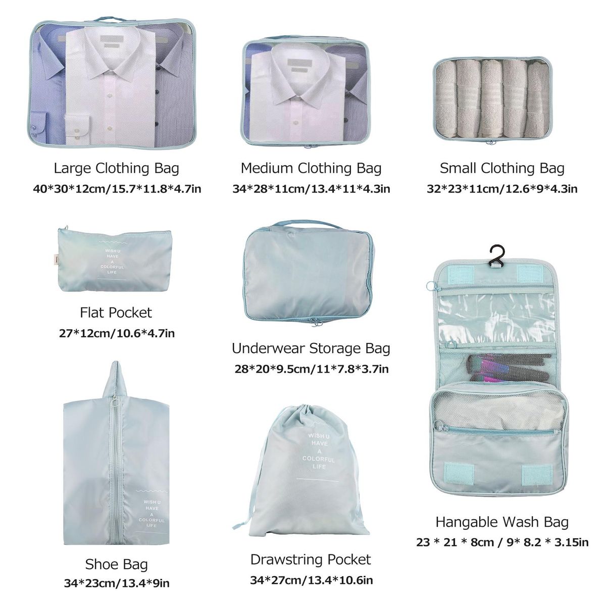 Storage Bags 8PCS Set Travel Organizer Suitcase Packing Set Storage Cases Portable Luggage Organizer Clothes Shoe Tidy Pouch Bag