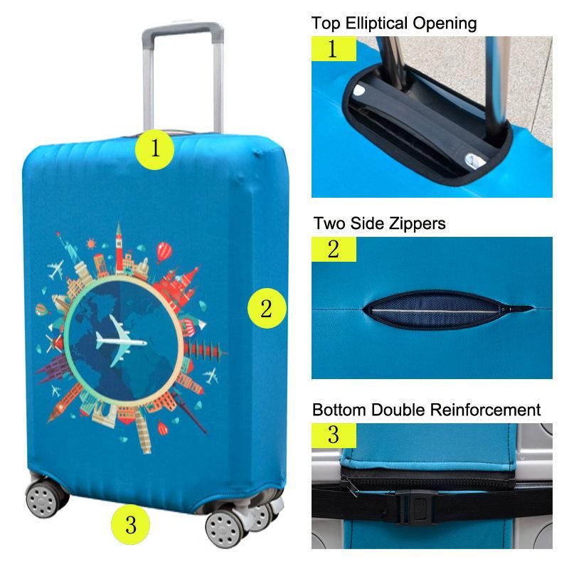 Elastic suitcase cover trolley case dust cover bag protective cover map pattern 24/28 inch/30 inch one piece dropshipping Map M (22-24 inches)