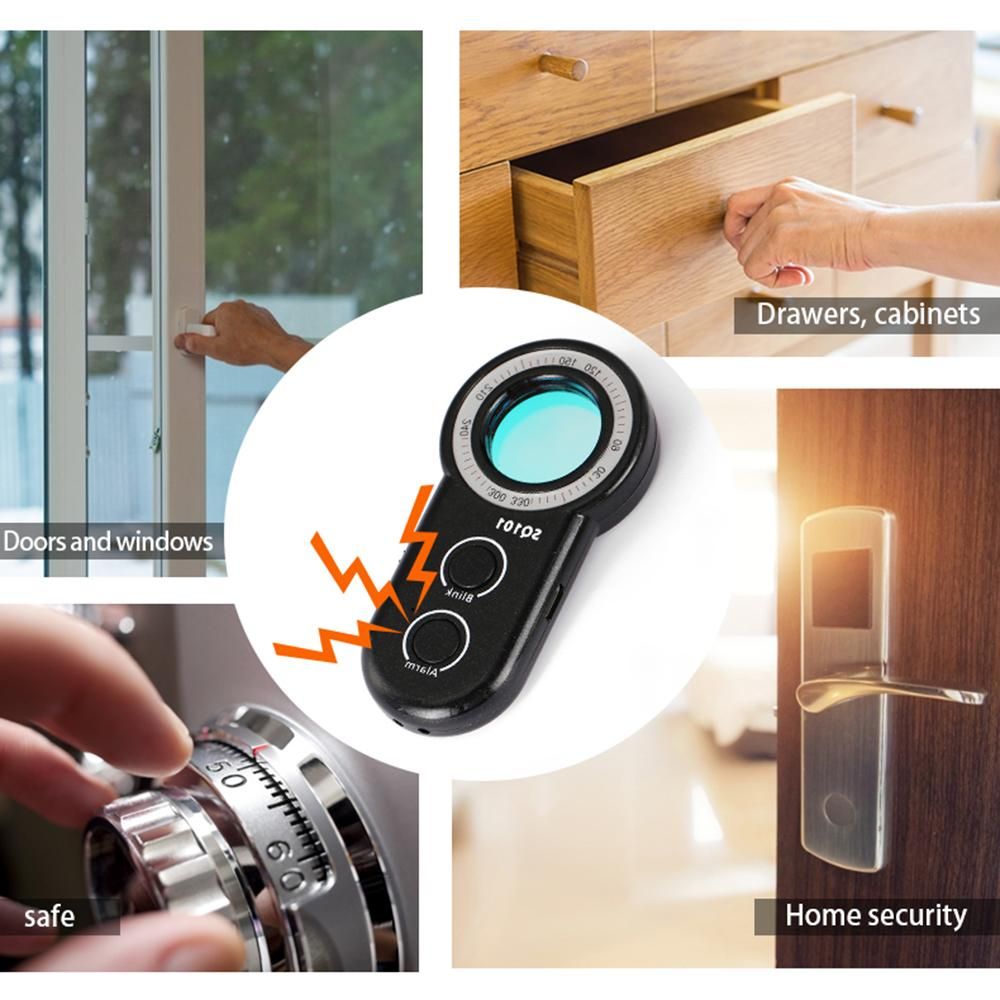 Mini Anti-Spy Detector USB Rechargeable Anti-Spy Camera Finder Vibration Alarm Camera Detector with 8 Infrared LEDs Vibration Alarm for Car Hotel Trip Travel Fitting Room