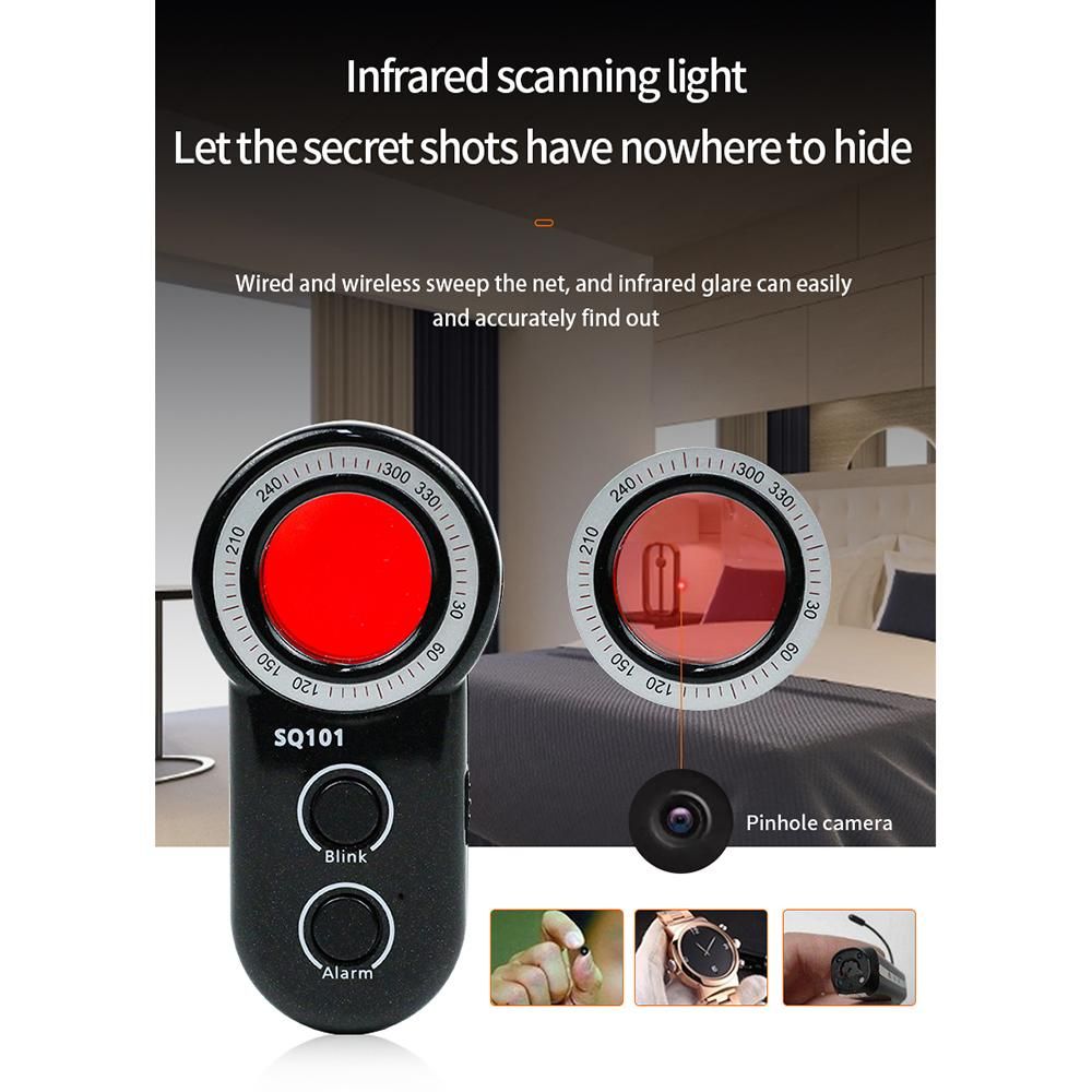 Mini Anti-Spy Detector USB Rechargeable Anti-Spy Camera Finder Vibration Alarm Camera Detector with 8 Infrared LEDs Vibration Alarm for Car Hotel Trip Travel Fitting Room