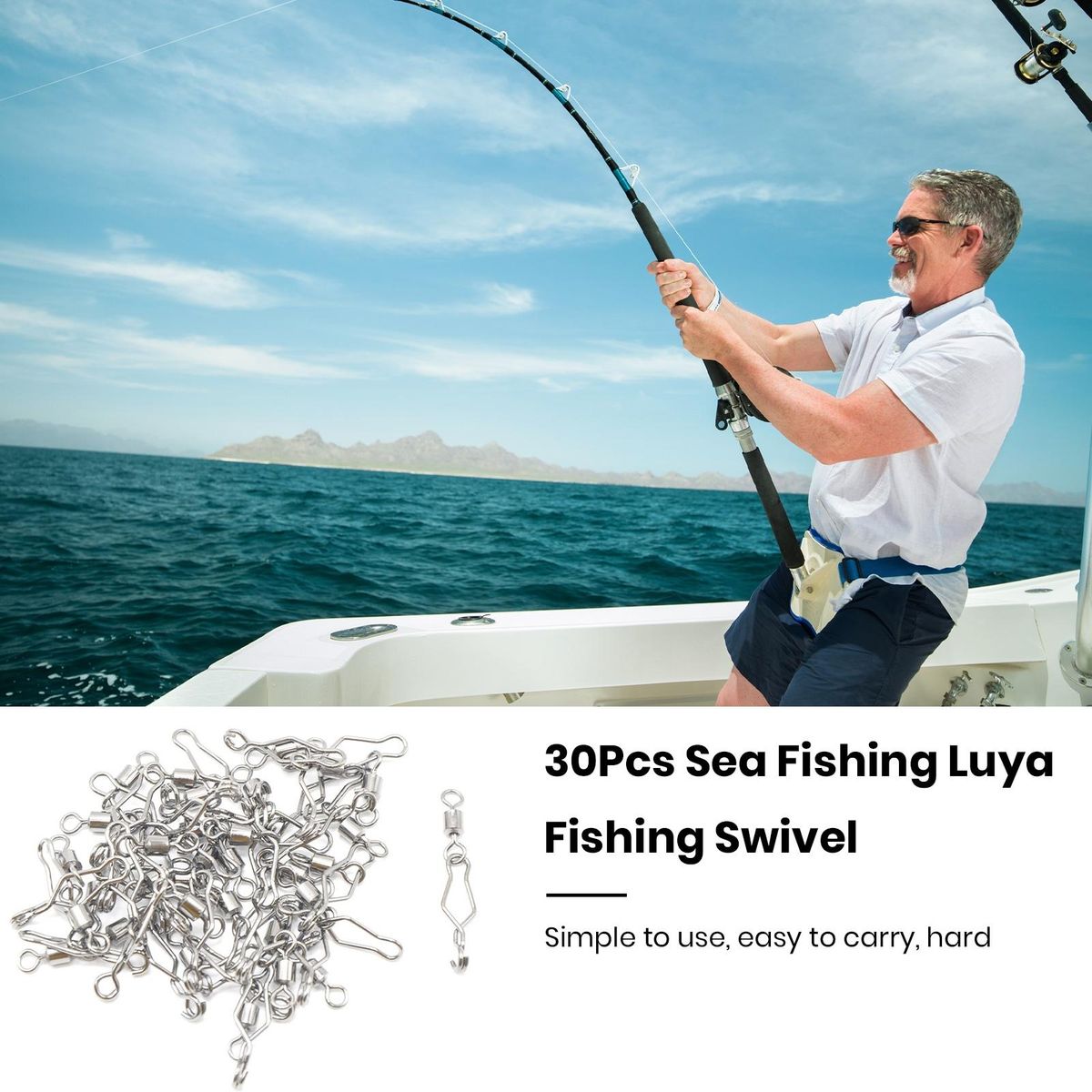 30Pcs Fishhook Connector 8-ring Fishhook Snap Swivel