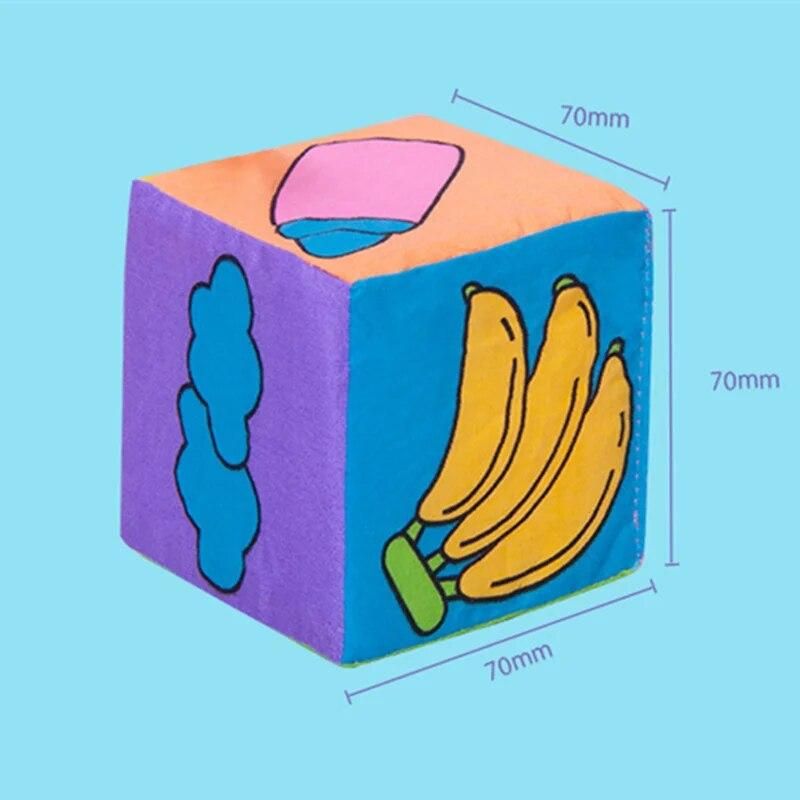 6pcs Plush Baby Mobile Cube Toys Baby Building Blocks Rattles Early Learning Infant Newborn Baby Educational Toys 0-12 Months