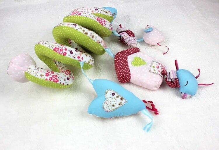 Baby Rattles Bed Crib Hanging Floral-printed Baby Plush Toy with Music Roller Bell Baby Toy Mobiles Baby Toys