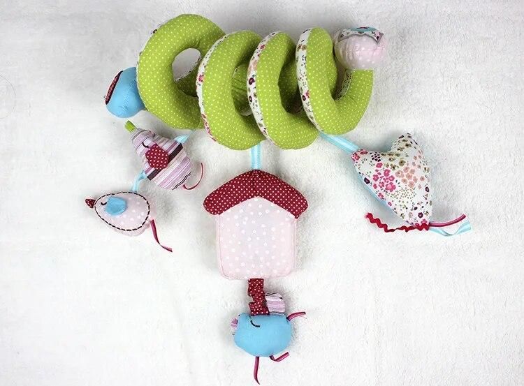 Baby Rattles Bed Crib Hanging Floral-printed Baby Plush Toy with Music Roller Bell Baby Toy Mobiles Baby Toys