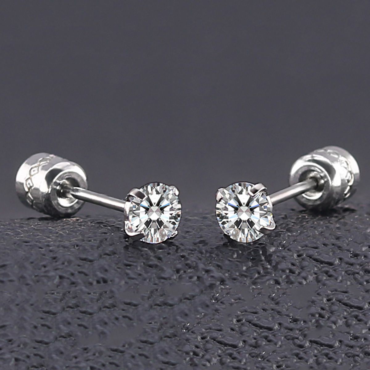 Earrings Fashionable Unisex Rhinestone Round Cubic Zirconia Titanium Steel Studs For Gift