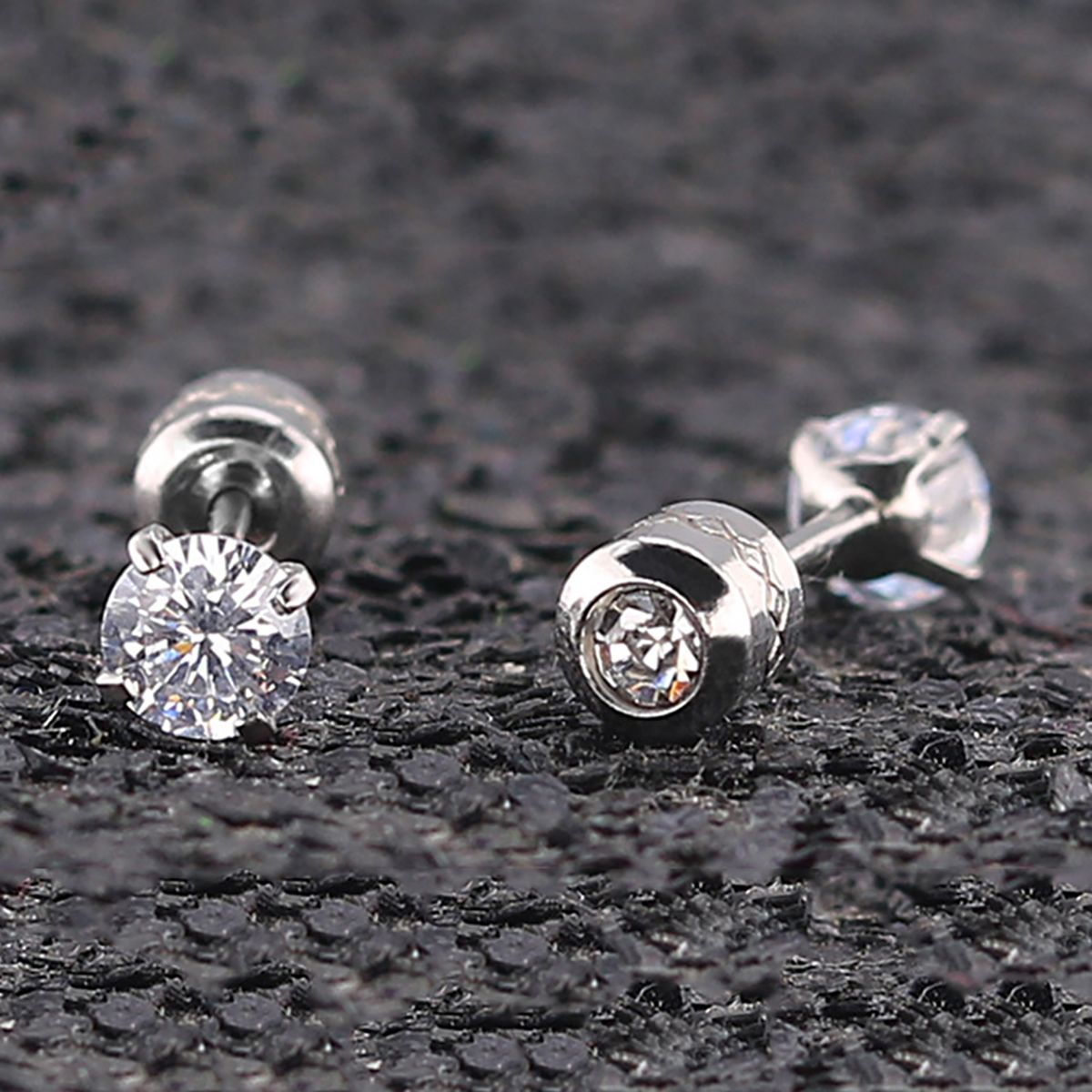 Earrings Fashionable Unisex Rhinestone Round Cubic Zirconia Titanium Steel Studs For Gift