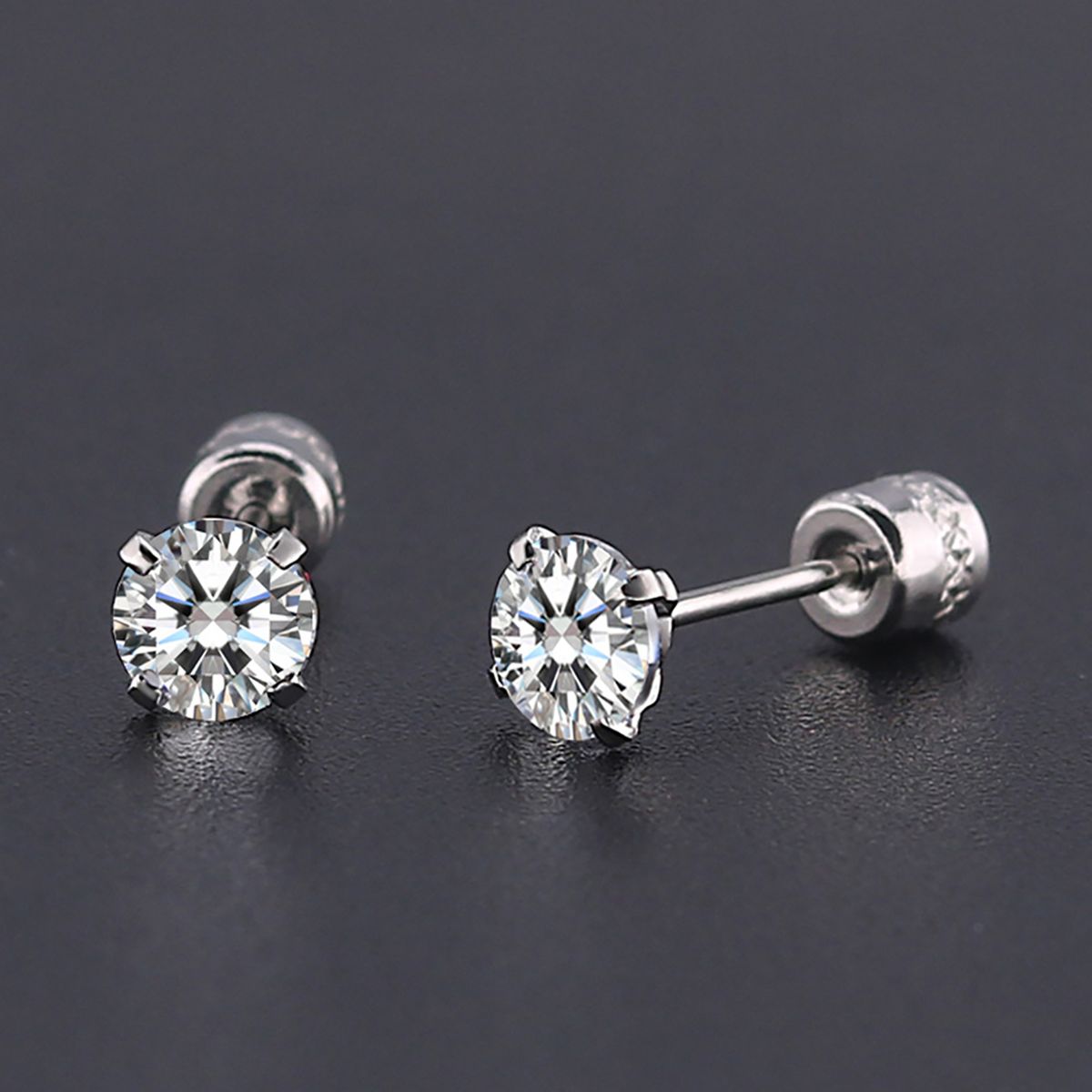 Earrings Fashionable Unisex Rhinestone Round Cubic Zirconia Titanium Steel Studs For Gift