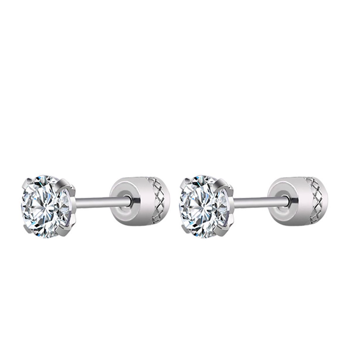 Earrings Fashionable Unisex Rhinestone Round Cubic Zirconia Titanium Steel Studs For Gift