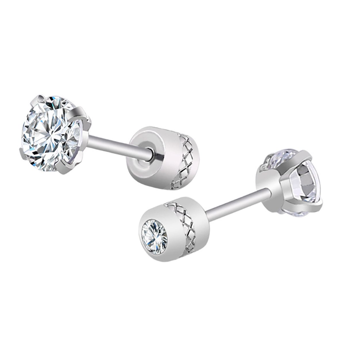 Earrings Fashionable Unisex Rhinestone Round Cubic Zirconia Titanium Steel Studs For Gift
