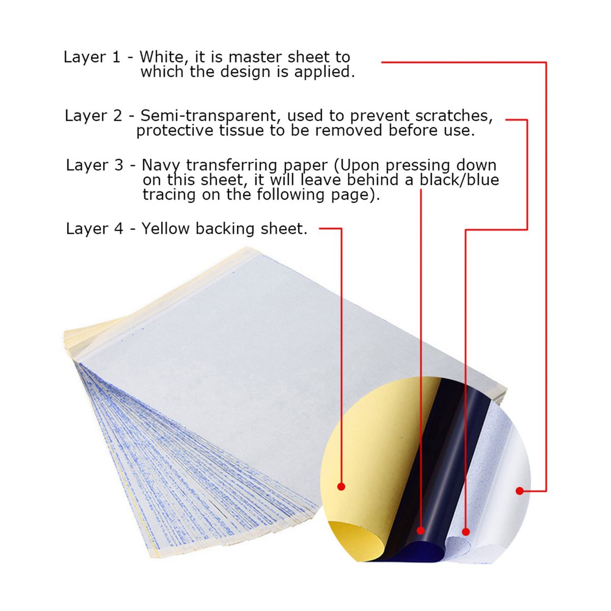 25 Sheets Tattoo Transfer Paper Tattooing Thermal Paper