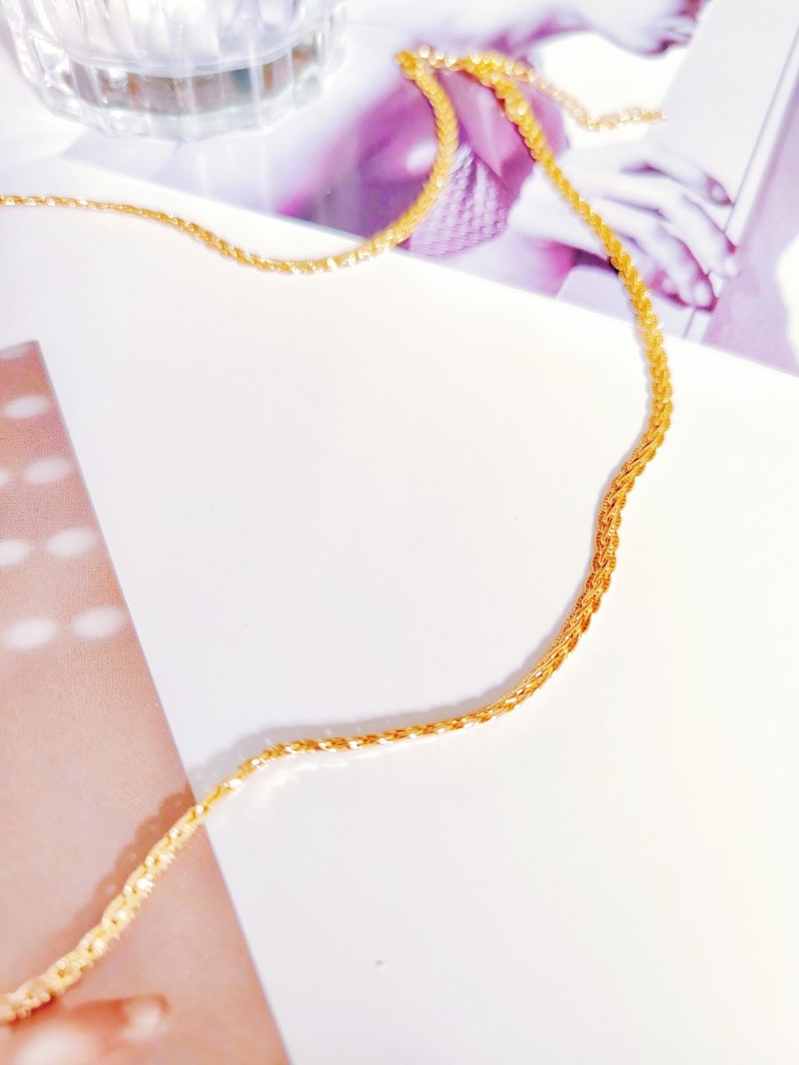 18K Real Gold Plated Solid Copper Necklace For Lady Chain Women's Necklace