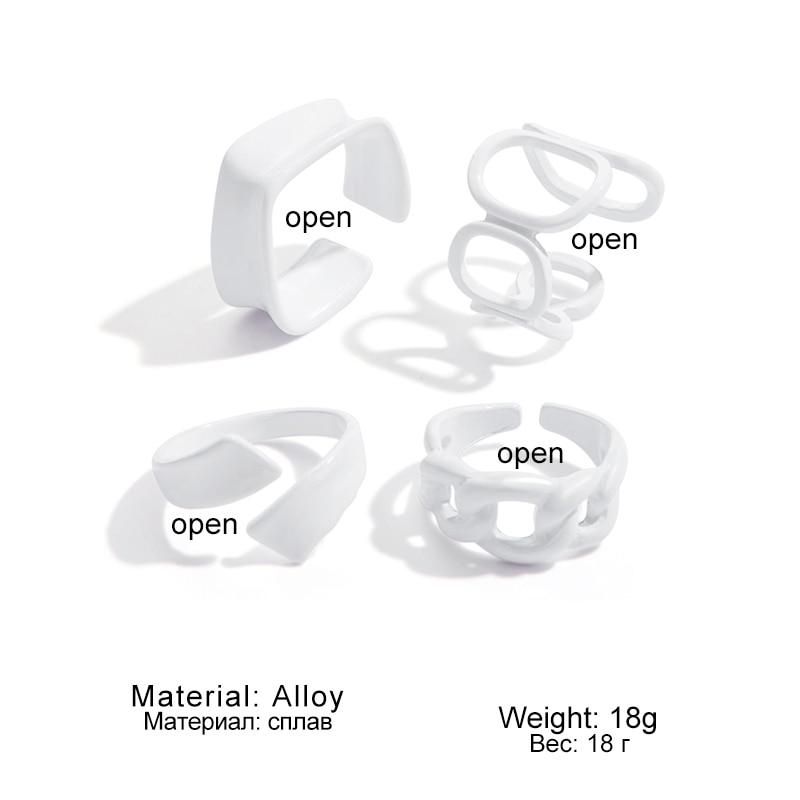 IPARAM Trendy Acrylic Geometric Hollow Ring Set For Women Bohemian White Open Adjustable Ring 2021 Fashion Jewelry Gift