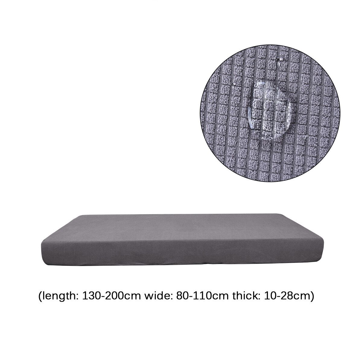 Sofa Slipcover 3 Seater 130-200cm Solid Polyester Couch Cover Waterproof Living Room Stretch Elastic Washable Home Light Gray
