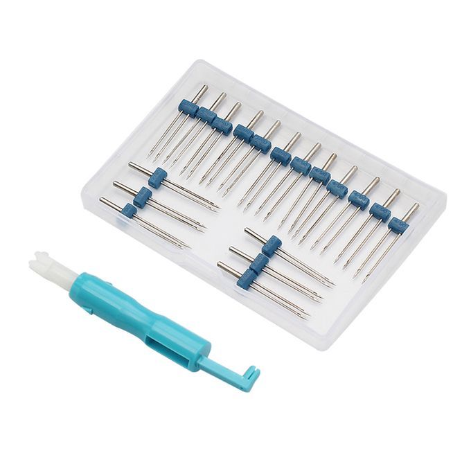 18x Twin Needles Pins With Storage Box Home Knitting Sewing Threader