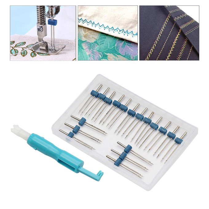 18x Twin Needles Pins With Storage Box Home Knitting Sewing Threader