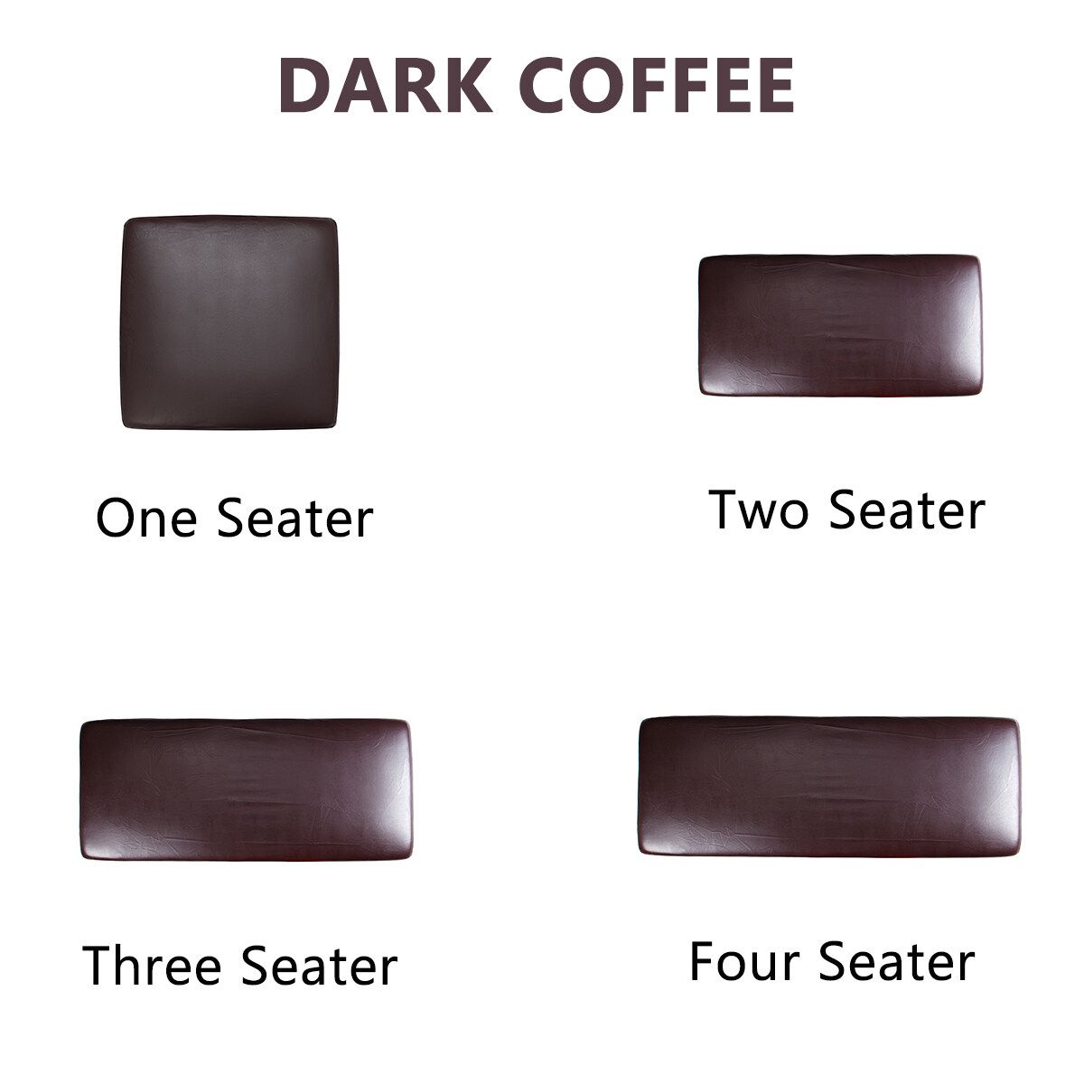 1-4 Seater Elastic PU Leather Waterproof Chair Sofa Cushion Cover Slipcover Protector Dark Coffee