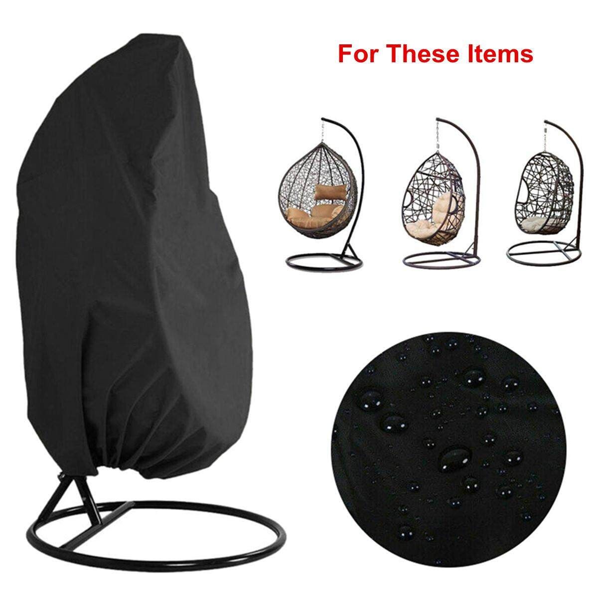 Rattan Swing Patio Garden Weave Hanging Egg Chair Seat Cover Anti-UV Waterproof Black (black)