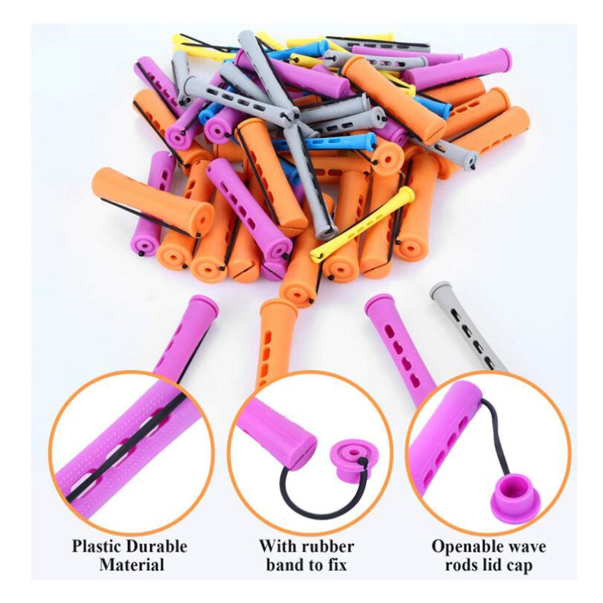 24Pieces Cold Wave Perm Rods Long Short Hair  Heatless