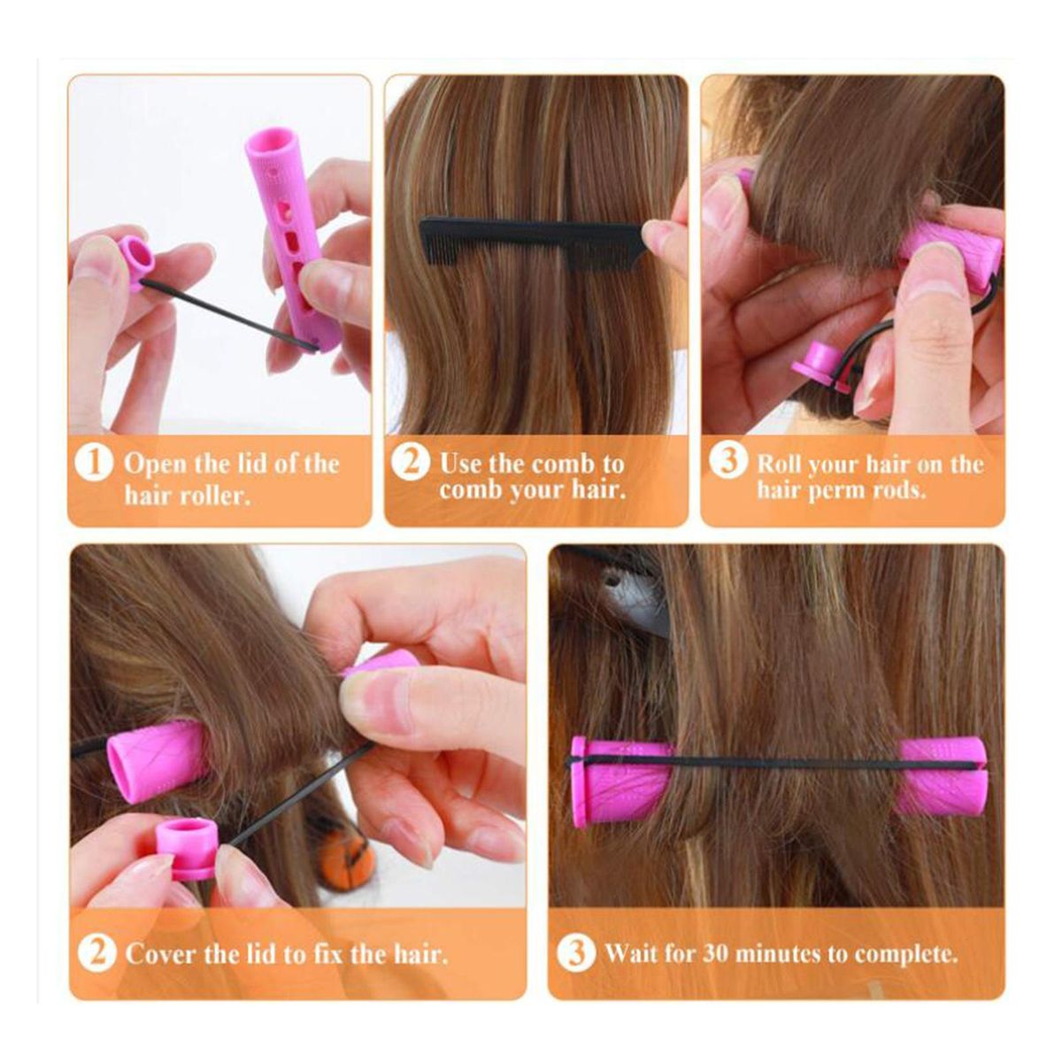 24Pieces Cold Wave Perm Rods Long Short Hair  Heatless