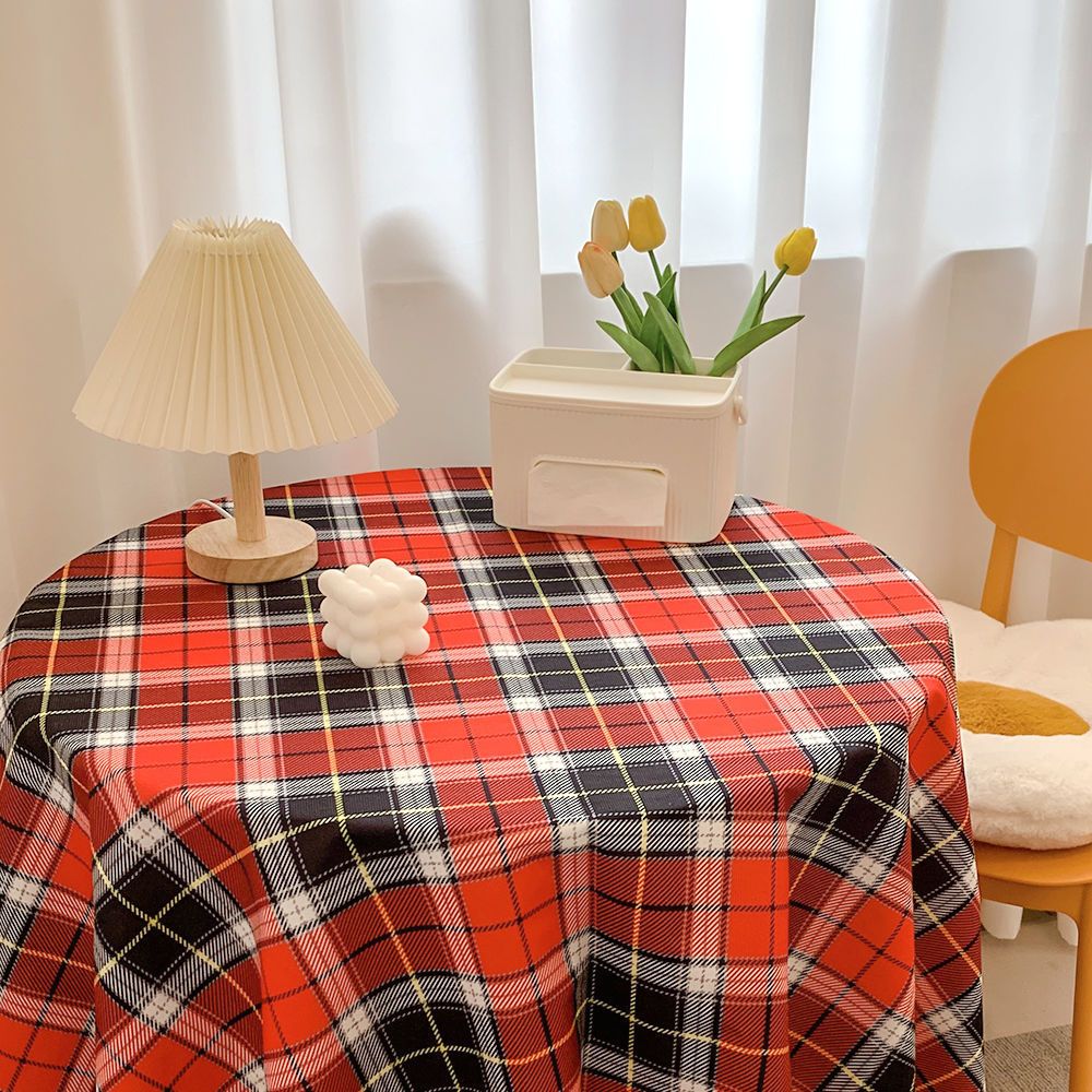 Christmas Red Plaid Decorative Dining Table Cloth