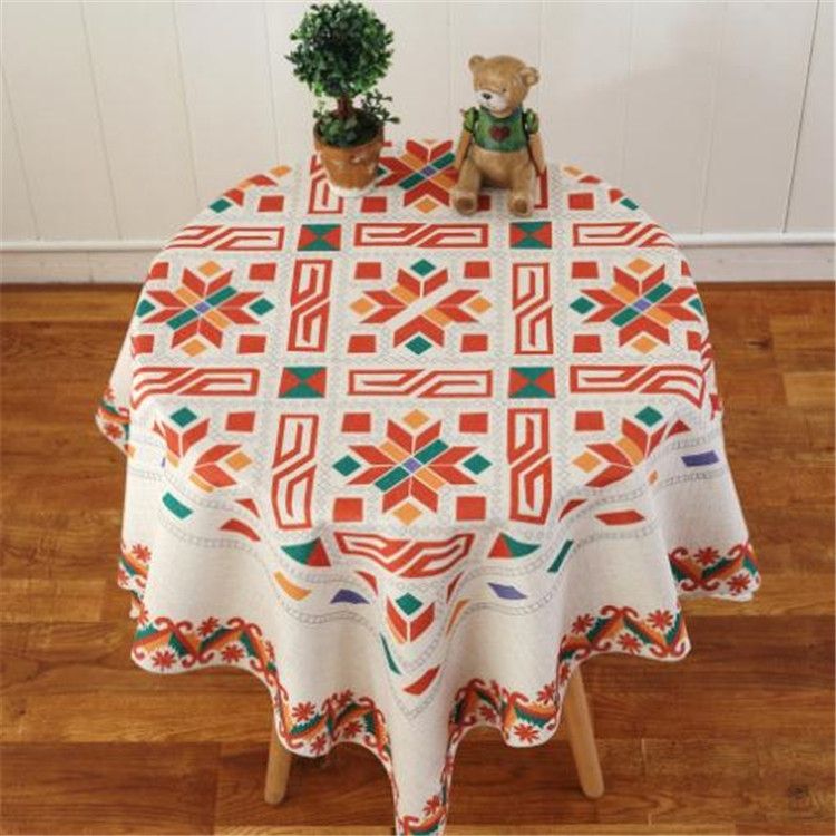 Retro Pattern Linen Table Cloth For Dinner Home Decor Dustproof Table Cover, Size:85x85cm(Nordic Style)