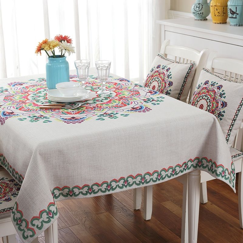 Retro Pattern Linen Table Cloth For Dinner Home Decor Dustproof Table Cover, Size:85x85cm(Nordic Style)
