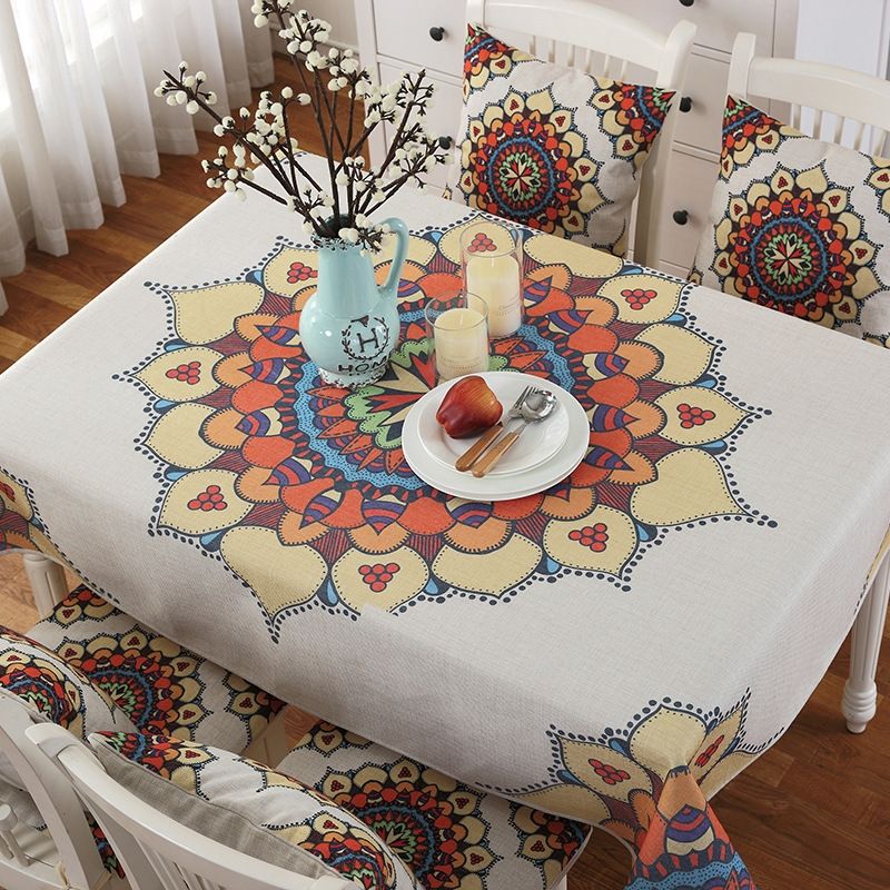 Retro Pattern Linen Table Cloth For Dinner Home Decor Dustproof Table Cover, Size:85x85cm(Nordic Style)