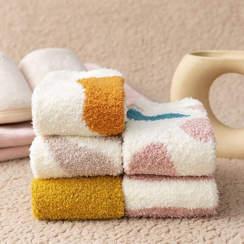 Women Autumn Winter Coral Velvet Socks Cartoon Cat Paw Socks 5 Pairs