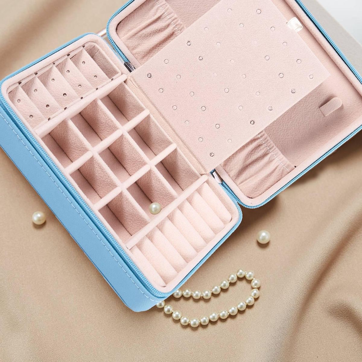 Zipper Earring Ring Storage Box Portable Simple Jewelry Disp