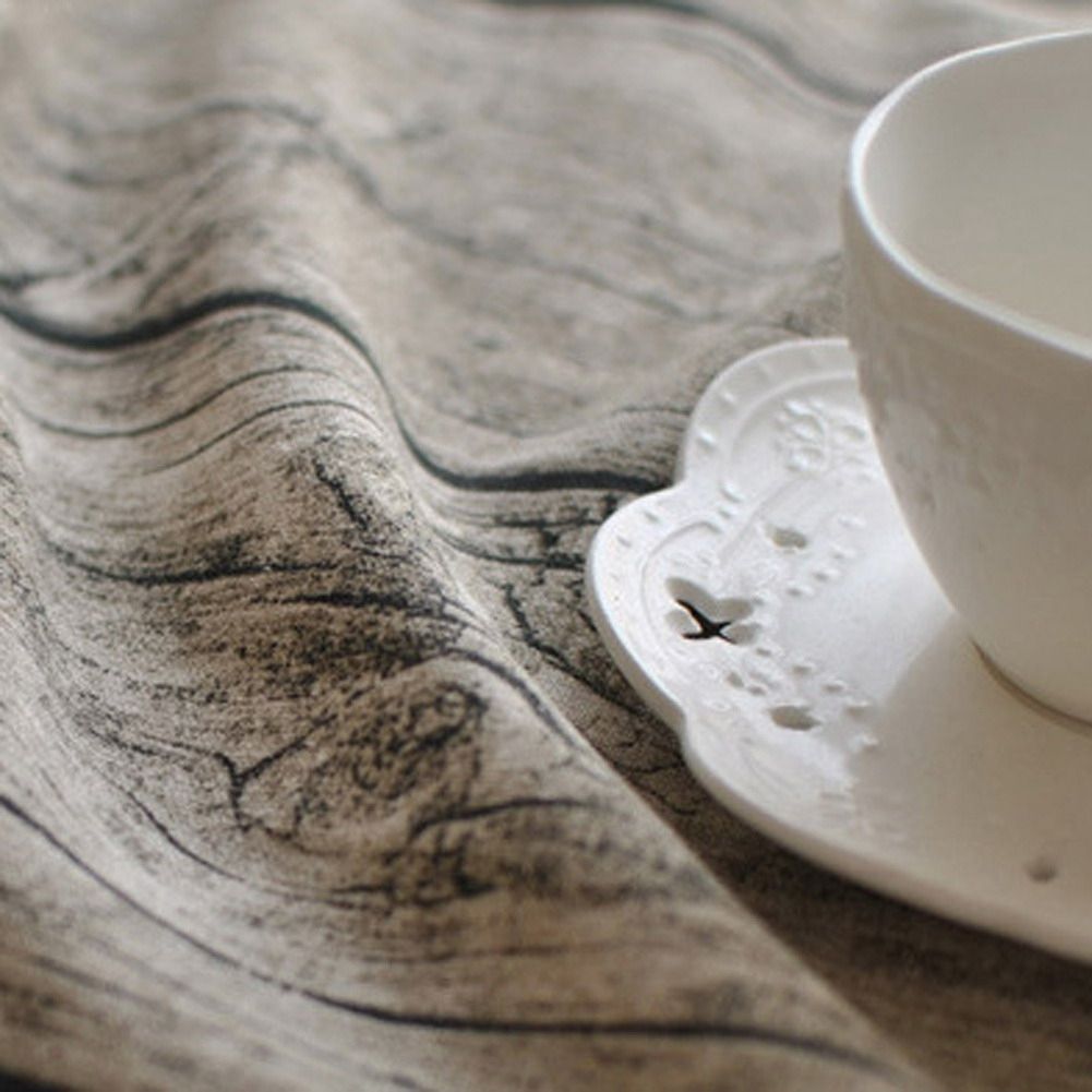 Vintage Popular Table Cloth Linen Rectangular Tablecloth Wooden Grain Dustproof Restaurant Table Cover, Size:70x70cm(Grey)