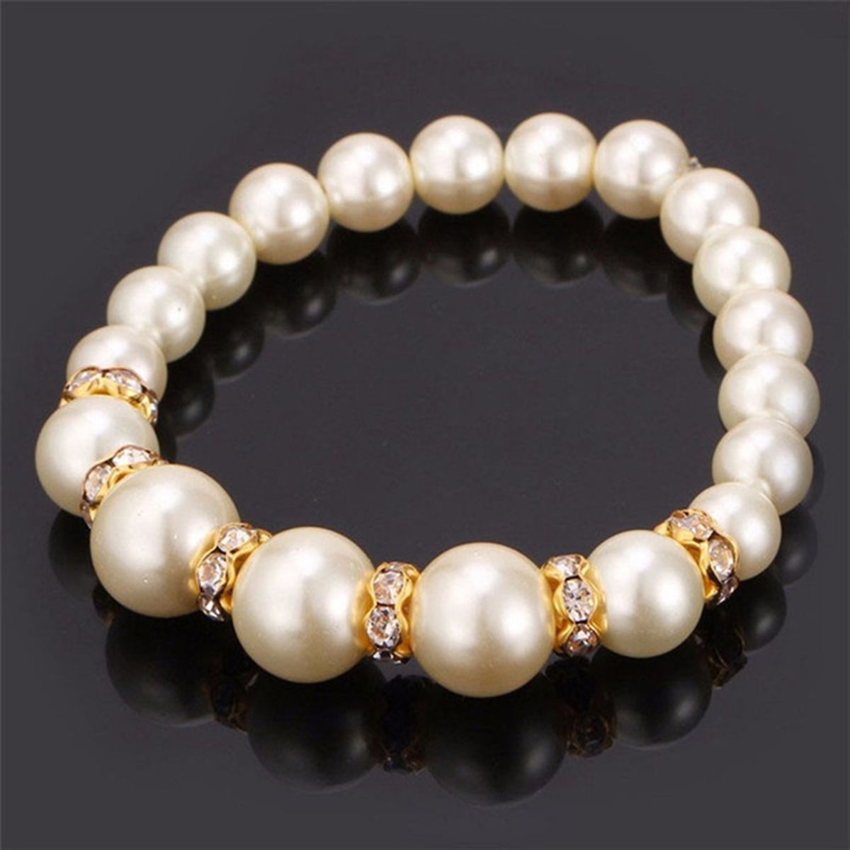 3Pcs Elegant Luxury Pearl Set Necklace Ear Wristlet For