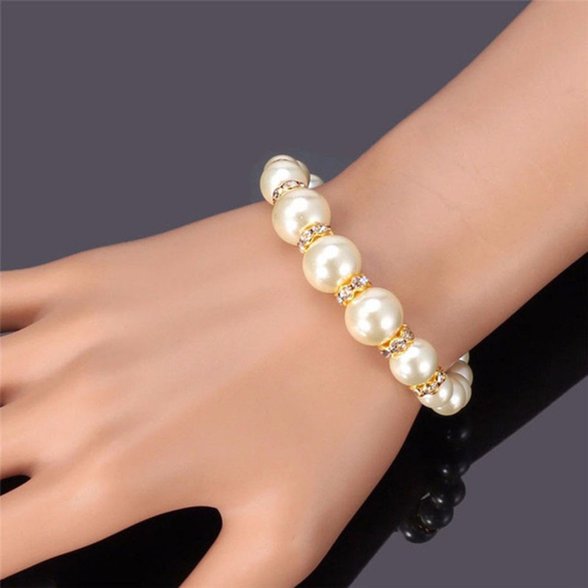 3Pcs Elegant Luxury Pearl Set Necklace Ear Wristlet For