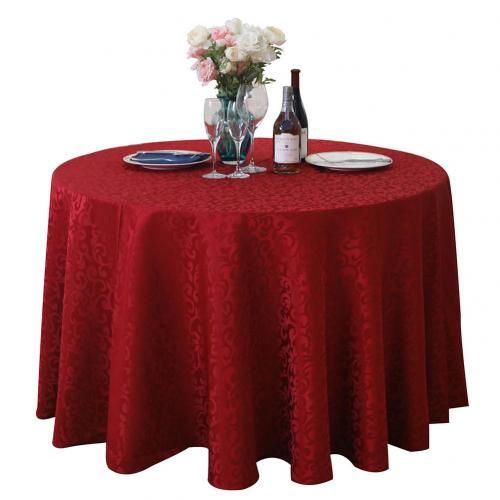 Round Tablecloth Cover Table Cloth Wedding Party Jacquard Polyester Dining Table Cover Table Cloth Table Decoration Wine Red