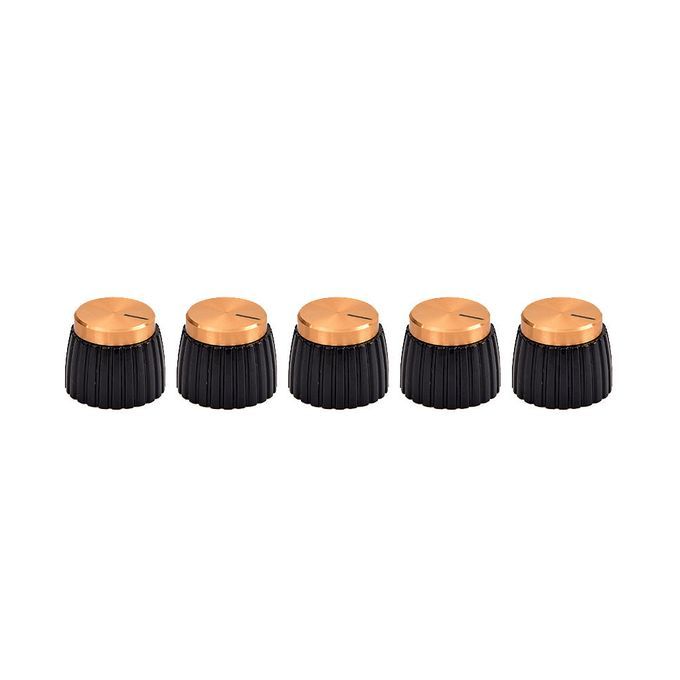 5pcs/Pack Black Alloy Guitar AMP Amplifier Control Knobs W/ Gold