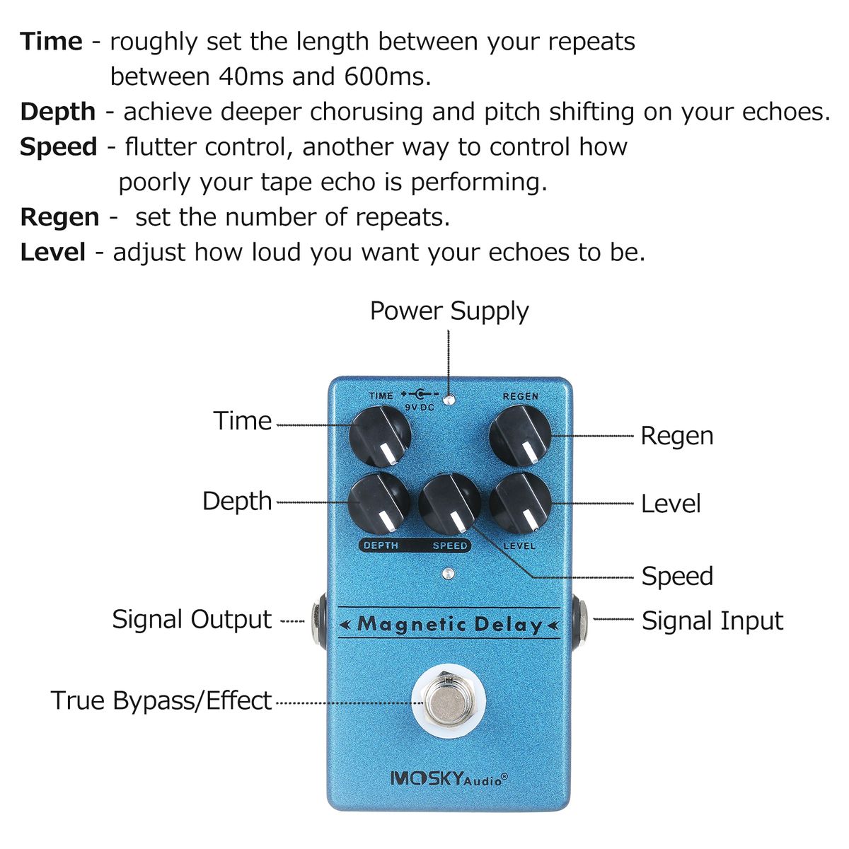MOSKYaudio Delay Echo Effect Pedal Guitar Effects Delay